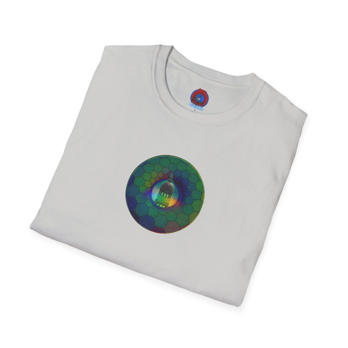 Classic Donut Tee - Unisex Soft-Style - "Save the Mondegreen City Hall Clock Tower" - hexadonut - series 1.0 -variant 1 - green donut