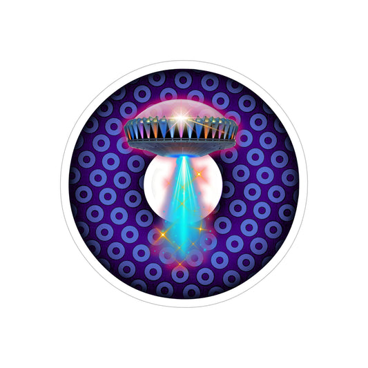 Donut Bumper/Outdoor Sticker - "They Serve Donuts on the Mothership Now" - series 1.0 - variant 3 - blue/purple paradoxical donut - [Die-Cut] 6"x 6"