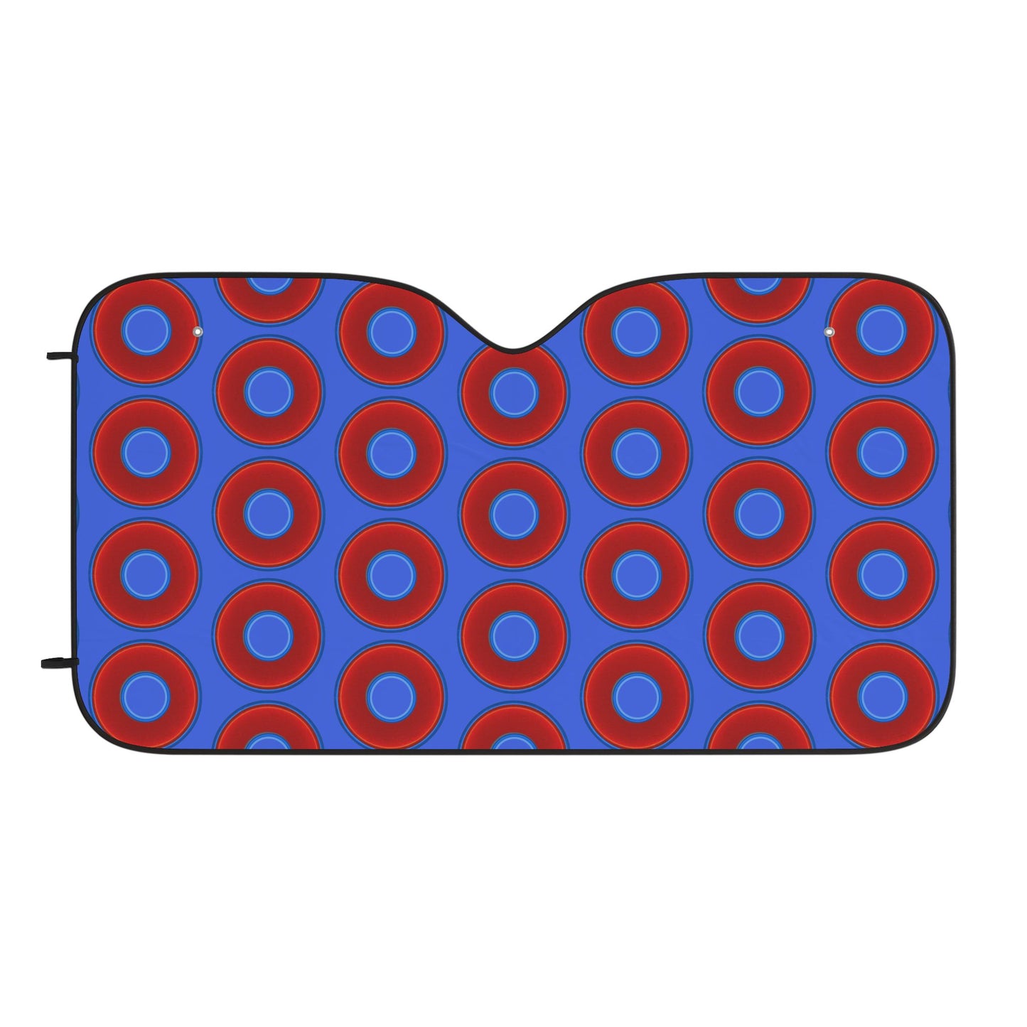 Automotive Donut Sun Shade - red vivid donuts w/royal blue background