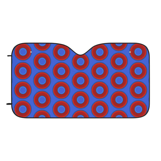 Automotive Donut Sun Shade - red vivid donuts w/royal blue background