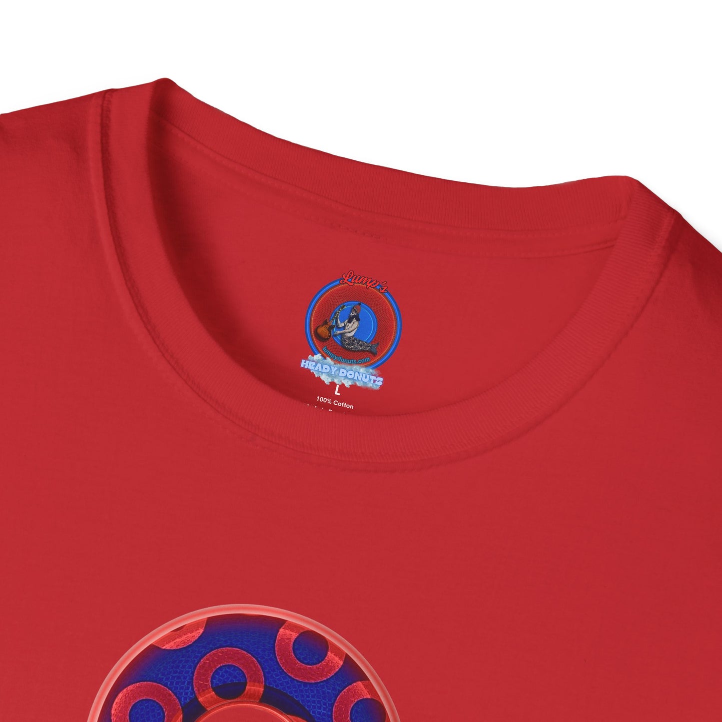 Plain Donuts/Unisex Soft-Style - "Plain Rustic Paradoxical Donuts" - red/ blue donuts