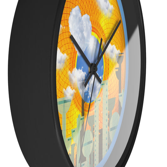 Lumpy Wall Clock - "The Golden Age of Donuts" - gold symmetrical donut w/light blue background