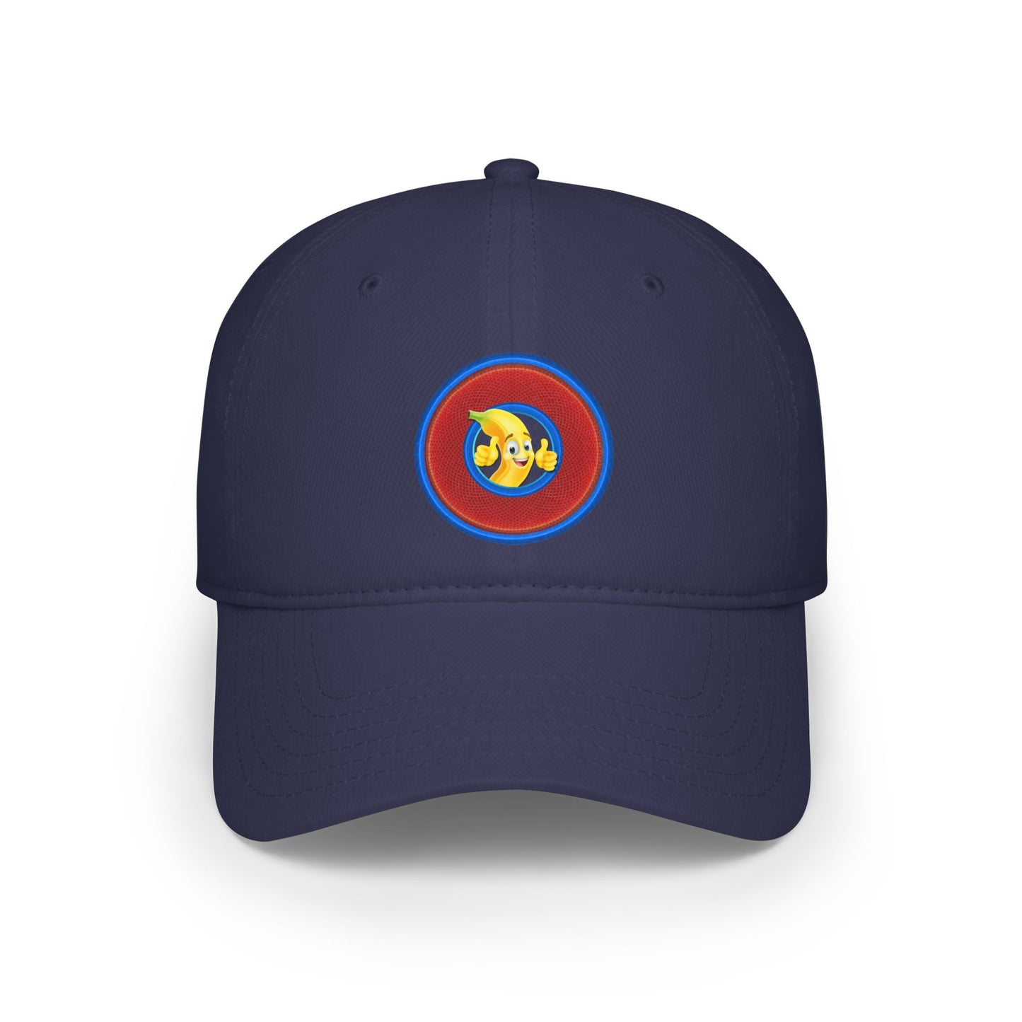 Lumpy Donut Baseball Cap - "This Donut Hat is Bananas" - variant 1 - rustic red donut w/