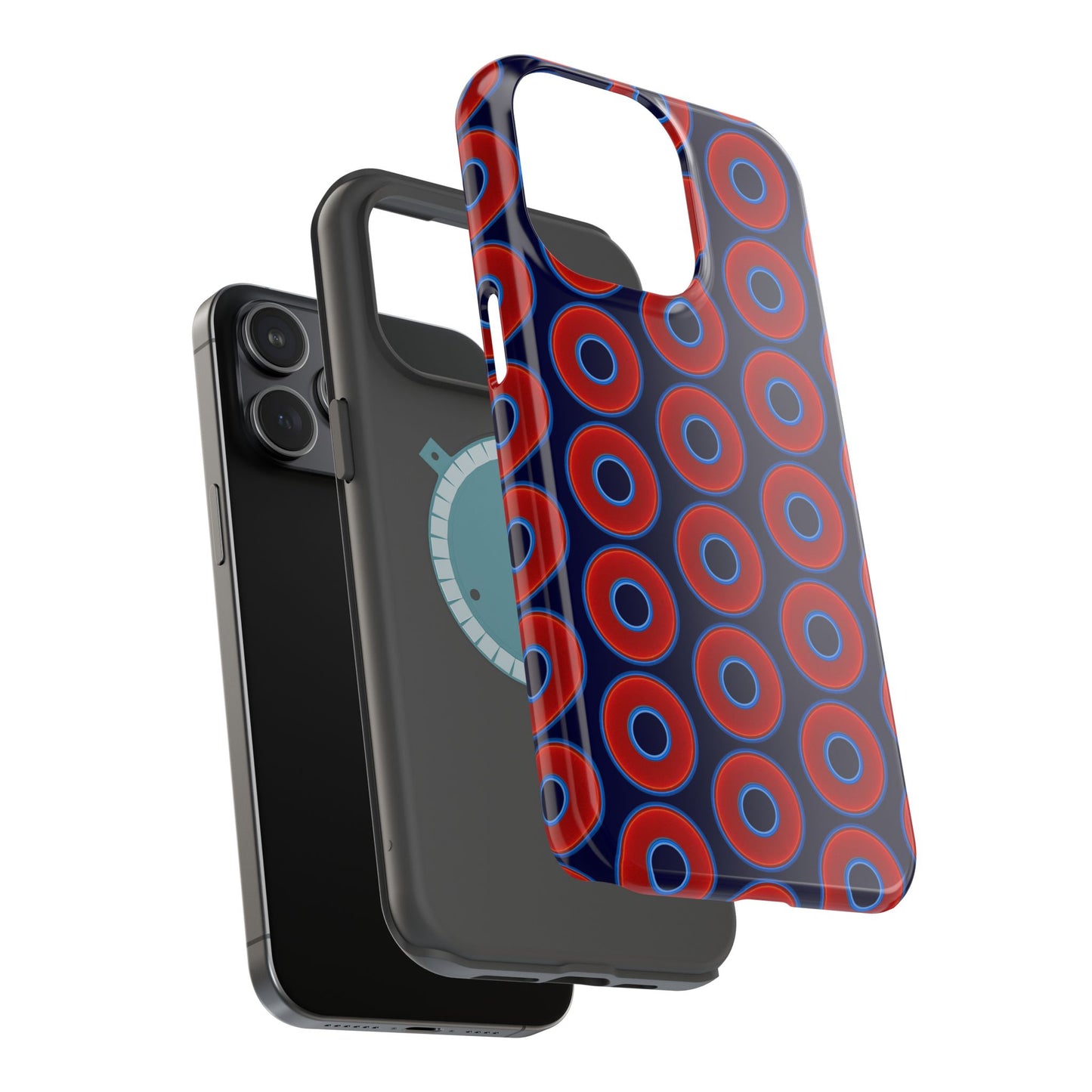 Magnetic Tough Donut Case - red vivid donut print w/midnight blue background