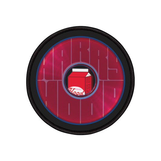 Iron-On Donut Patch - "Harry Preferred Donut  Patch" - magenta/purple word donut - variant 2