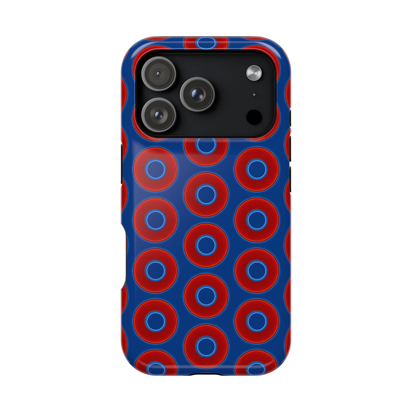 Magnetic Tough Donut Case - red vivid donut print w/dark blue background