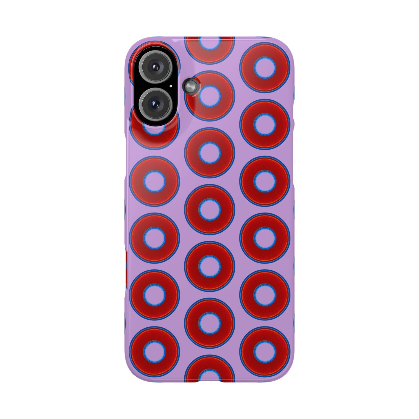 Lumpy Donut Snap Case - red vivid donut print w/wisteria purple background