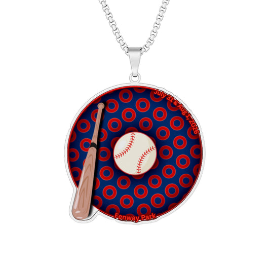 Lump's Heady Donut Necklace - 1" x 1" Stainless Steel Pendant - "Phenway Ballpark Donuts - caviar paradox donut - variant 1
