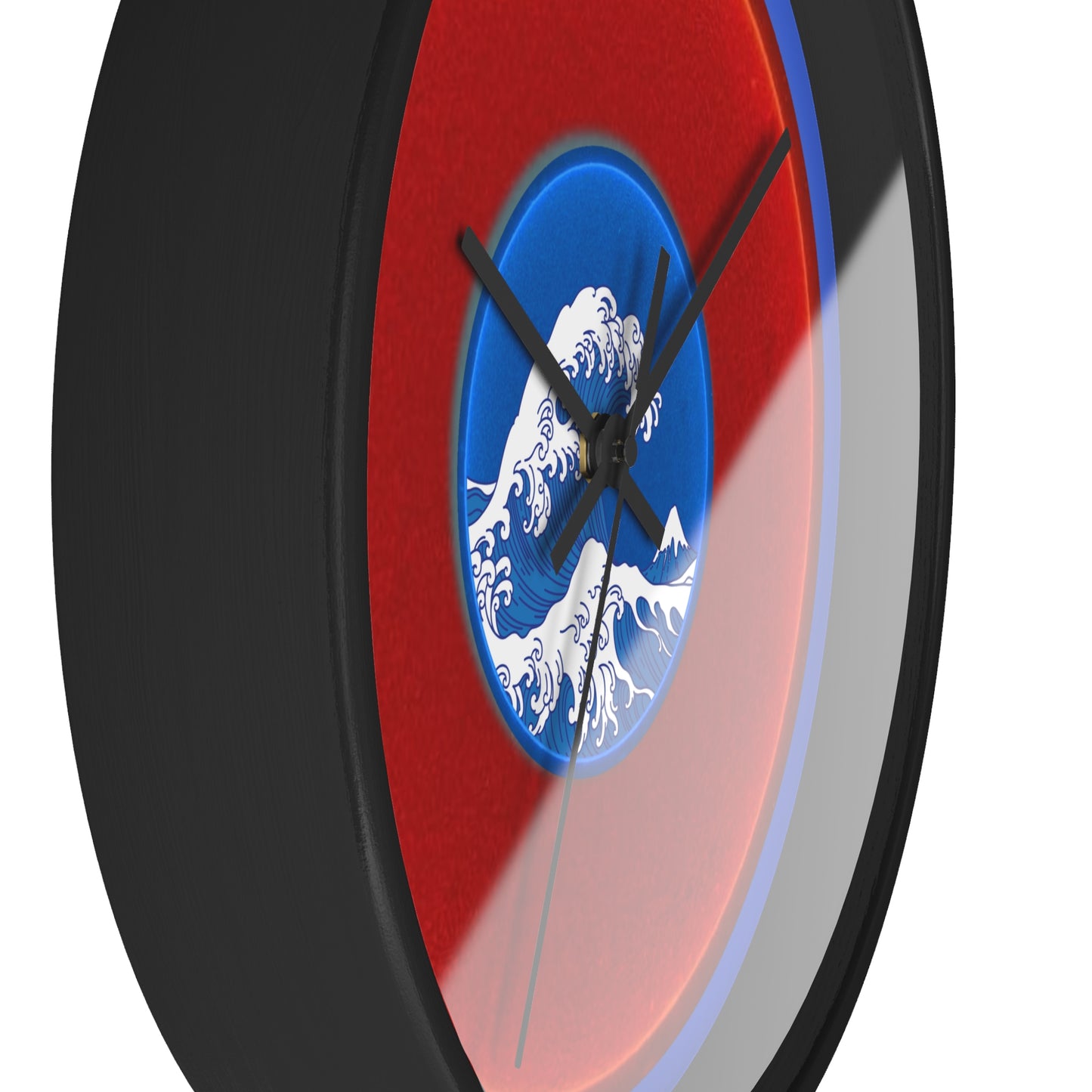 Lumpy Wall Clock - "Sea So Wide" red vivid donut w/royal blue background