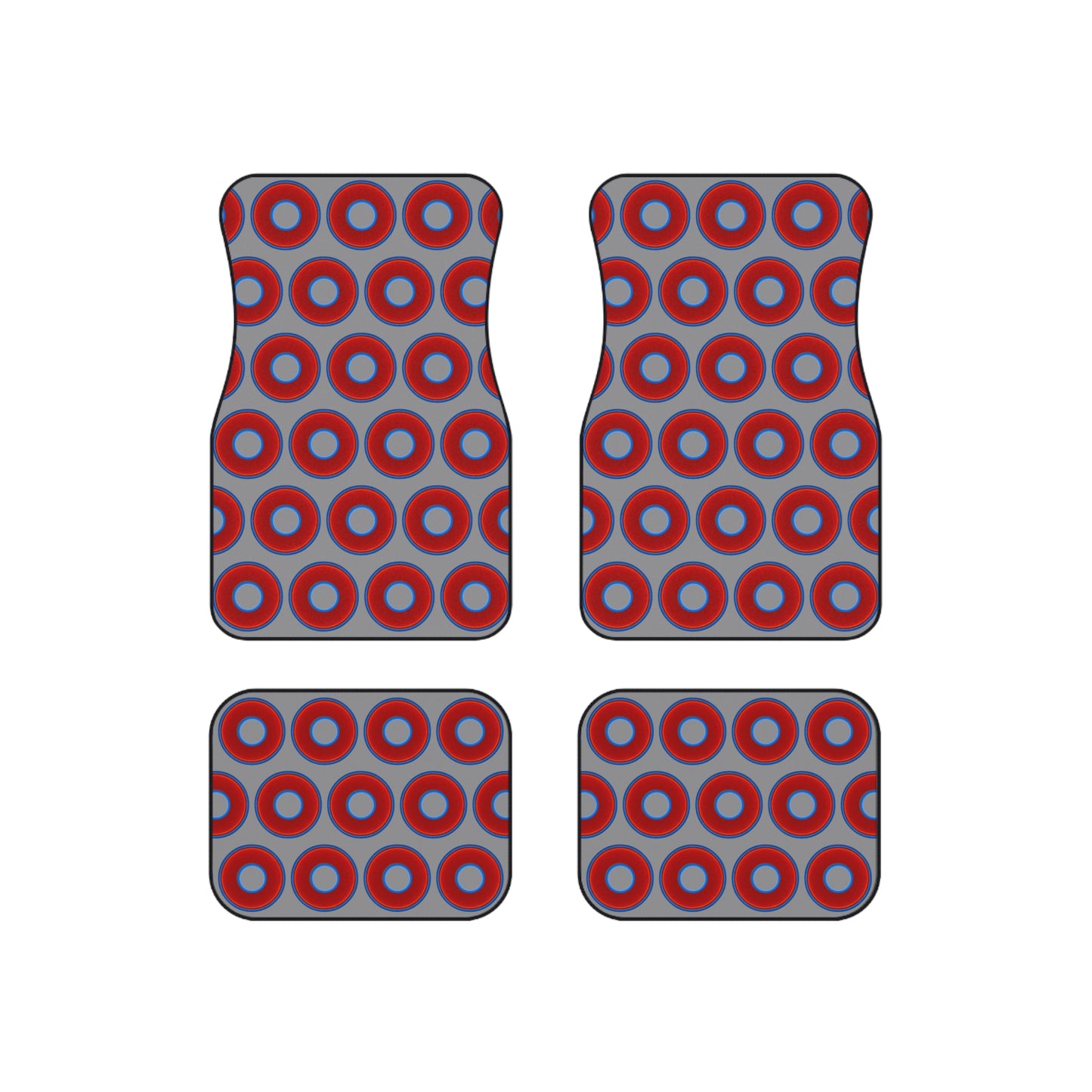Contacted Car Mats - vivid donut print w/gray background