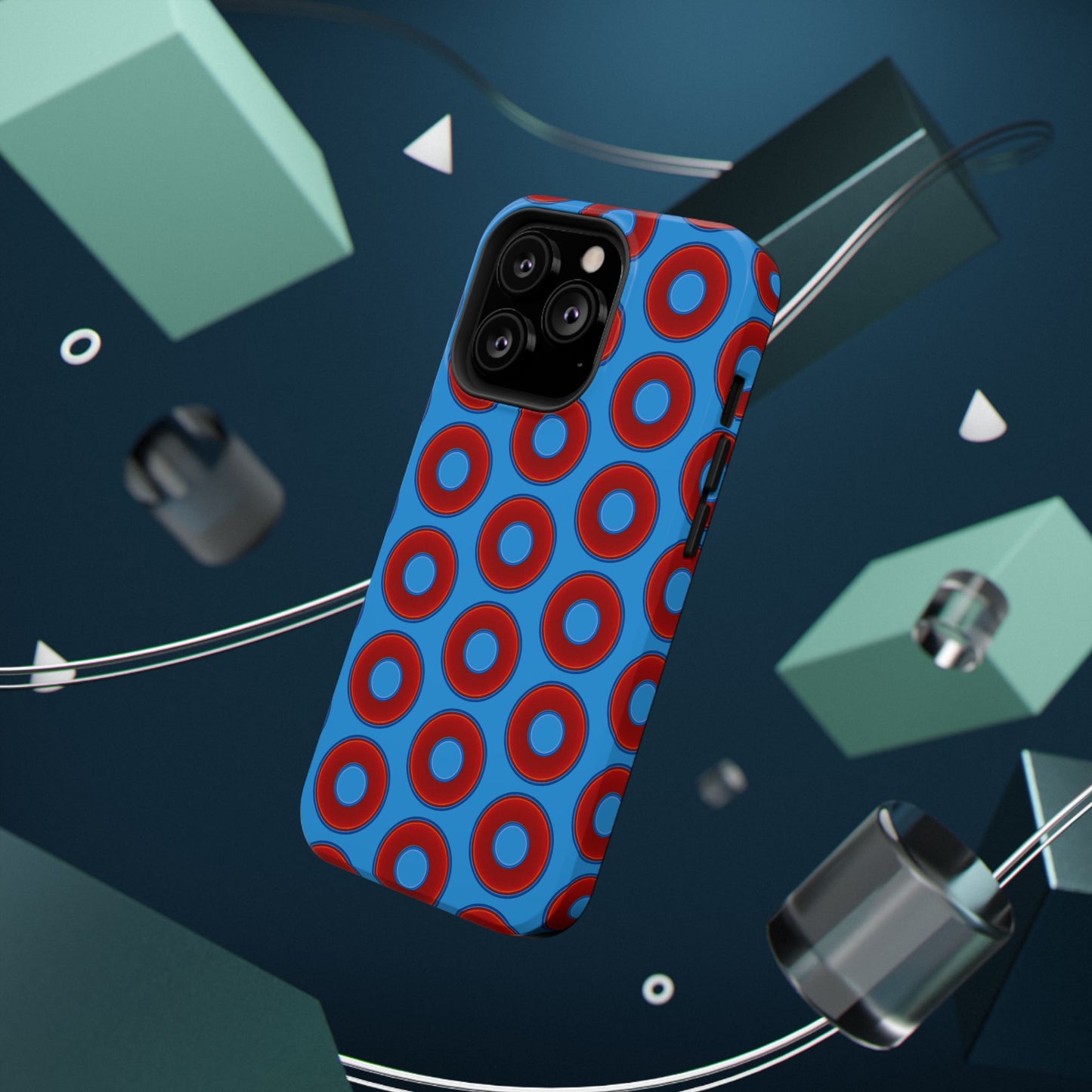 Impact-Resistant Lumpy Donut Case - red vivid donut print w/sky royal blue background