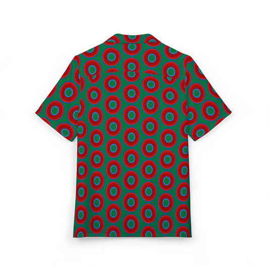 Wilson's 'Epic Hawaiian-Punch' Shirt - vivid red donut print w/green background [unisex]
