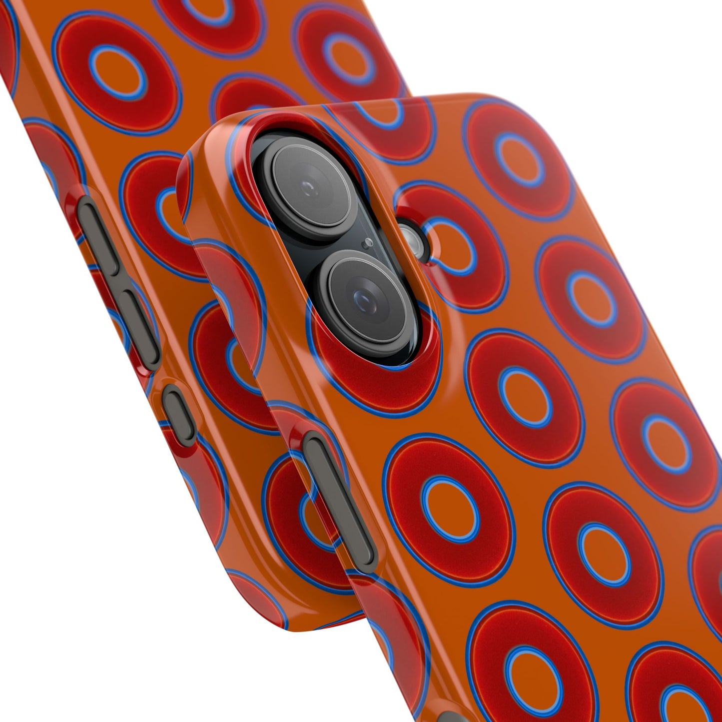 Lumpy Donut Snap Case - red vivid donut print w/dark orange background