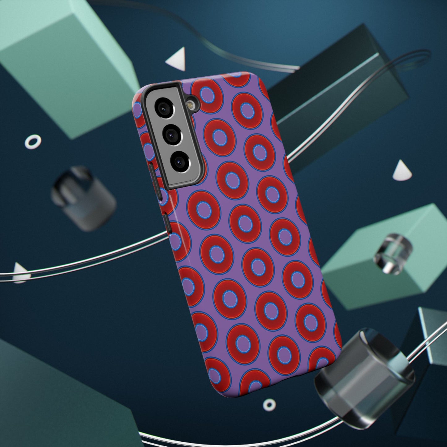 Impact-Resistant Lumpy Donut Case - red vivid donut print w/light purple background