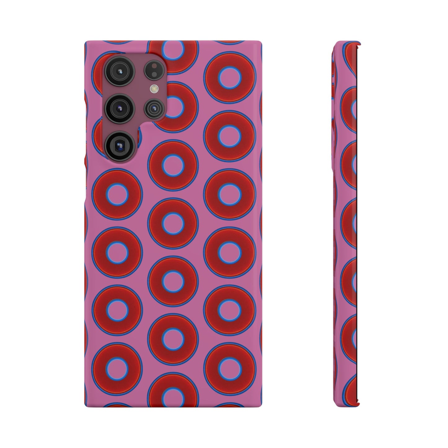 Lumpy Donut Snap Case - red vivid donut print w/light pink background