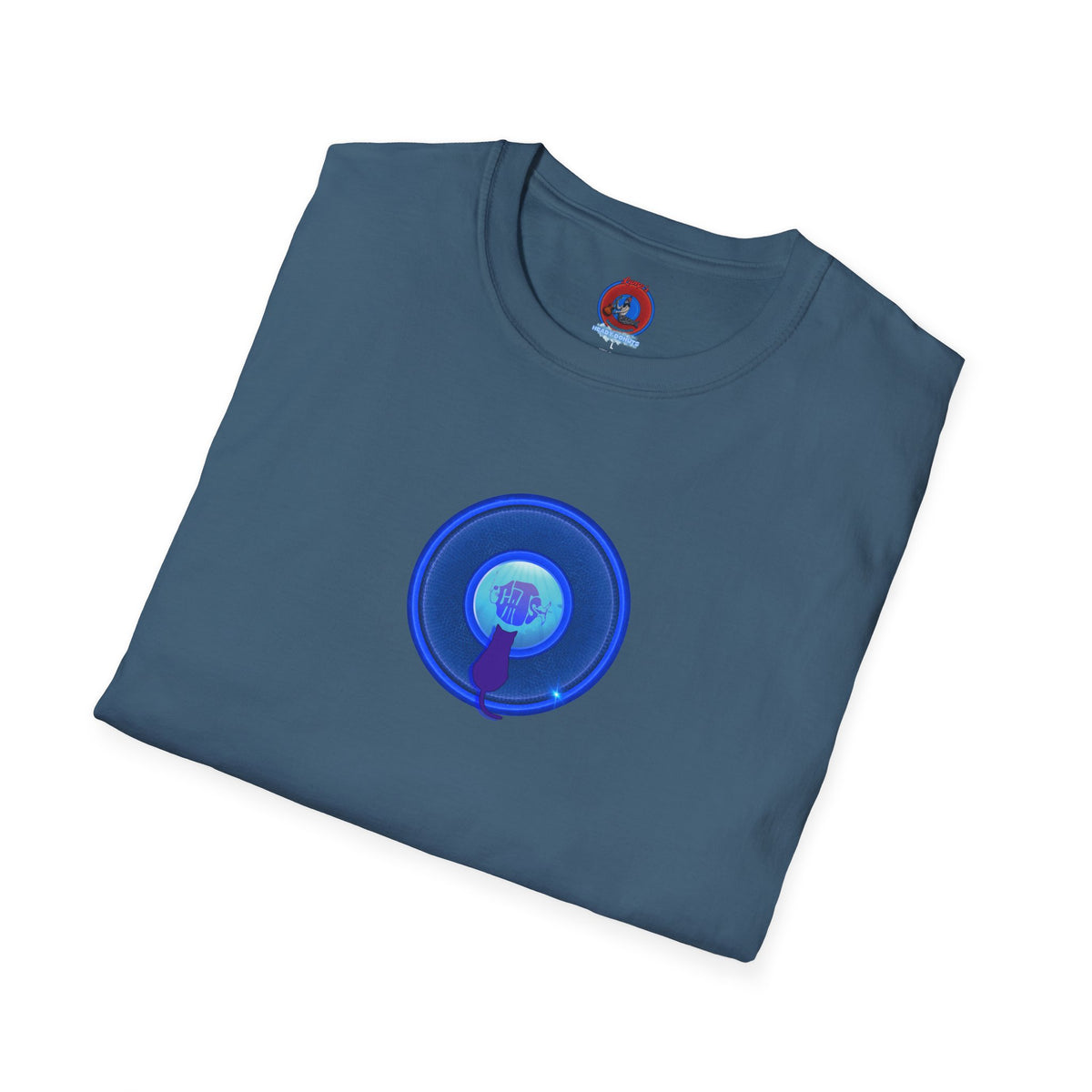 Classic Donut Tee - Unisex Soft-Style - "Cats: The Donut" - rustic blue/blue donut - variant 2