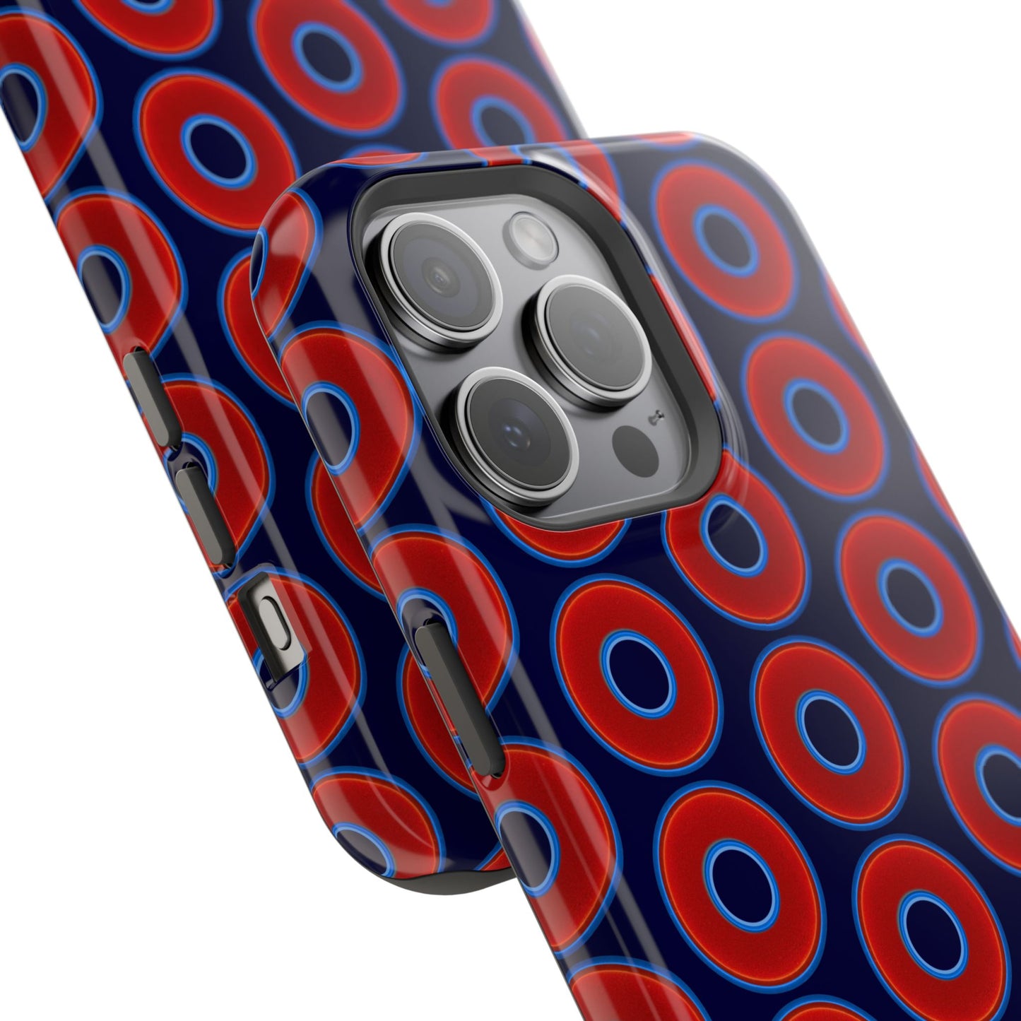 Magnetic Tough Donut Case - red vivid donut print w/midnight blue background