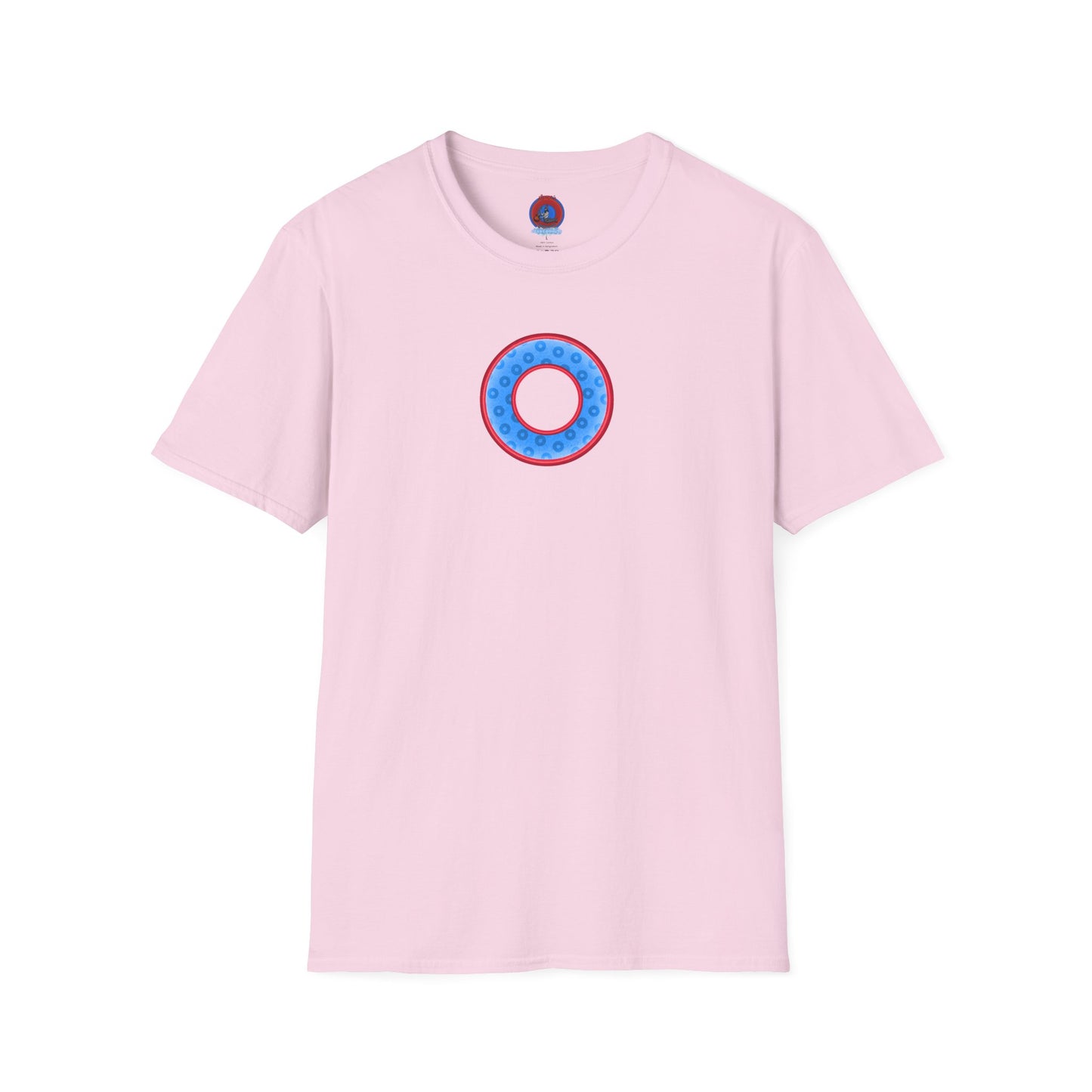 Plain Donuts/Unisex Soft-Style - "Plain Wide Mouthed Paradoxical Donuts" - light blue/red donuts