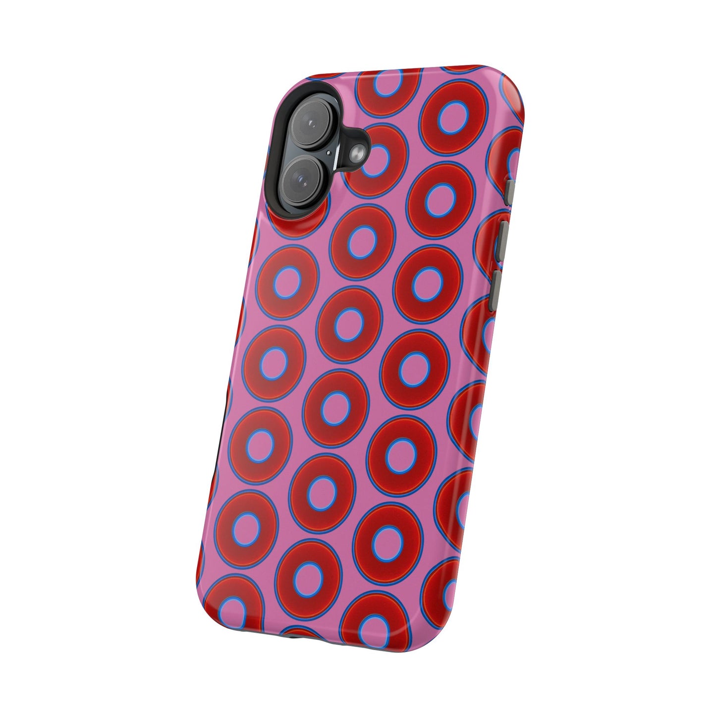 Magnetic Tough Donut Case - red vivid donut print w/pink background