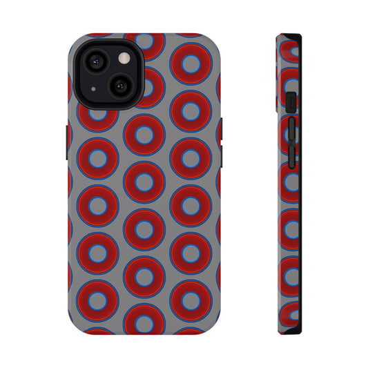 Impact-Resistant Lumpy Donut Case - red vivid donut print w/gray background