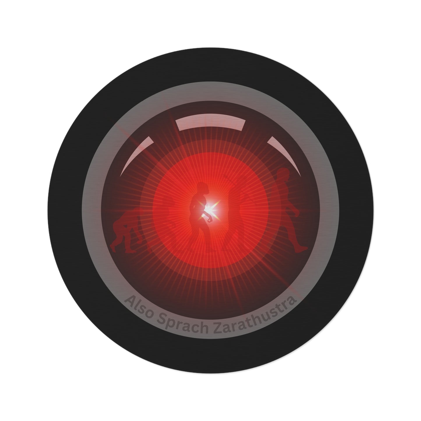 Round Room - 5 ft x 5 ft Lumpy Donut Rug - "2025: A Donut Rug Odyssey" - black/red Hal donut w/black background - variant 2