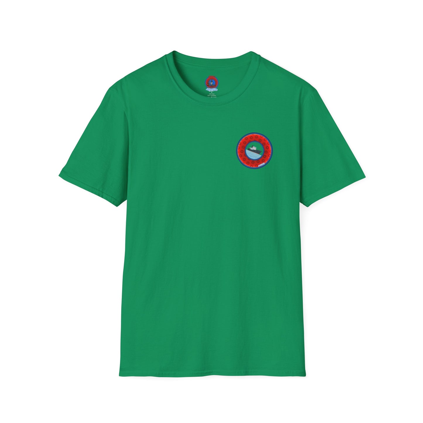 Classic Donut Tee - Unisex Soft-Style - "Phree Donut Sliders" - red/blue widemouthed paradox donut