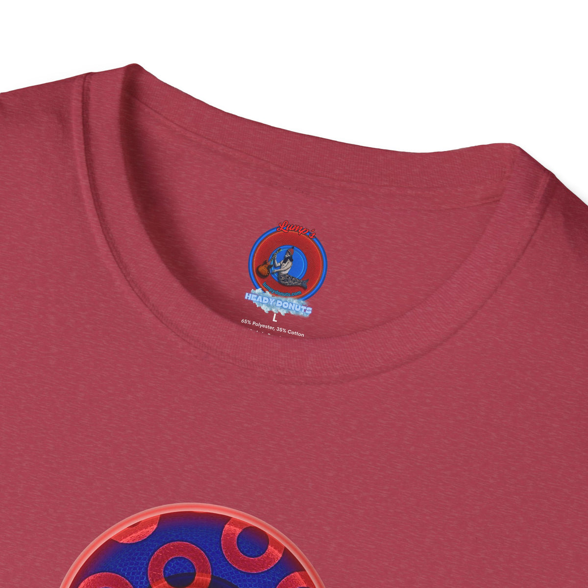 Classic Donut Tee - Unisex Soft-Style - "Kaleidoscope Abyss of Donut" - paradoxical print - variant 2 - series 1.0 - donut vortex - red/blue