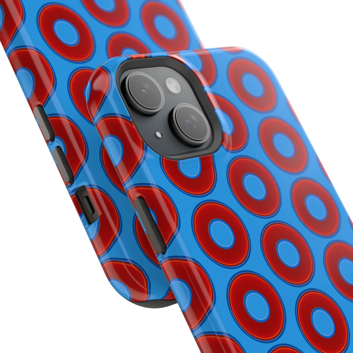 Magnetic Tough Donut Case - red vivid donut print w/sky royal blue background