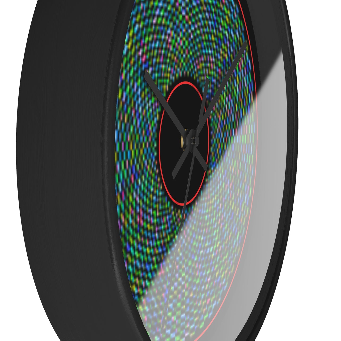 Lumpy Wall Clock - "Pixilated Donut" - variant 2 - wide outlined donut w/black background