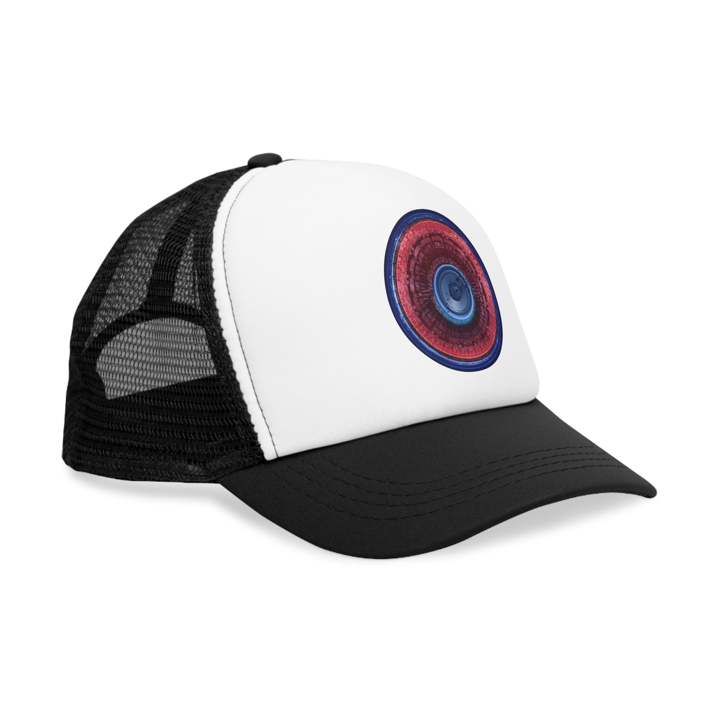 Lumpy Trucker Hat - "Fresh Plain Tube Donuts" - variant 1 - red/dark blue donut