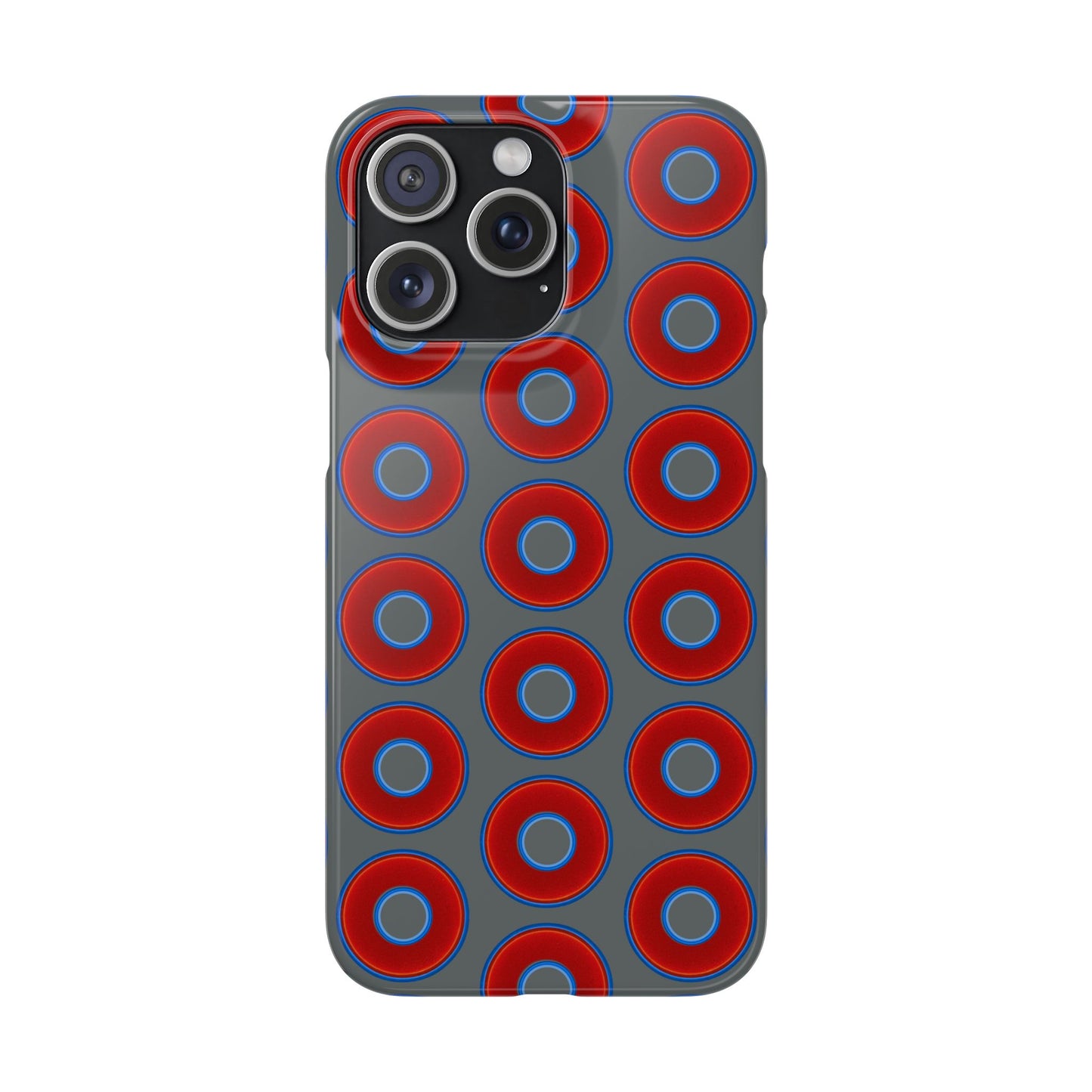 Lumpy Donut Snap Case - red vivid donut print w/dark gray background