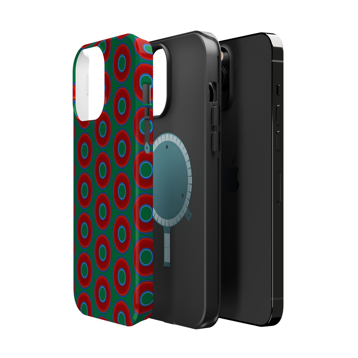 Magnetic Tough Donut Case - red vivid donut print w/green background