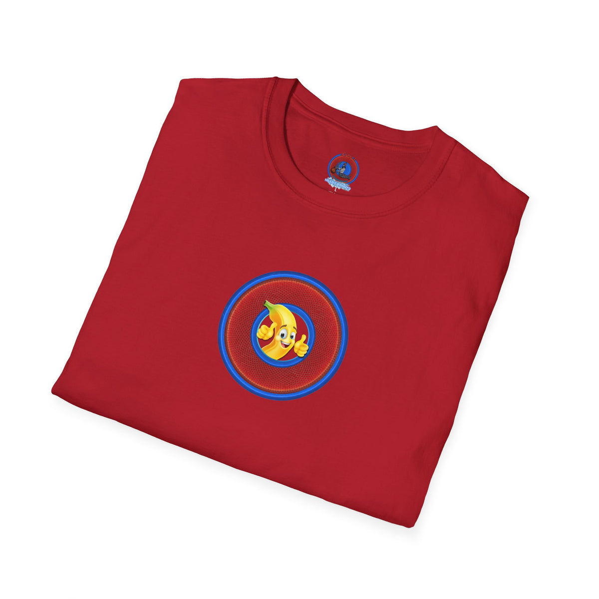 Classic Donut Tee - Unisex Soft-Style - "Dis sheet, it's bananas!" - series 1.0 - variant 6 - traditional red/blue donut