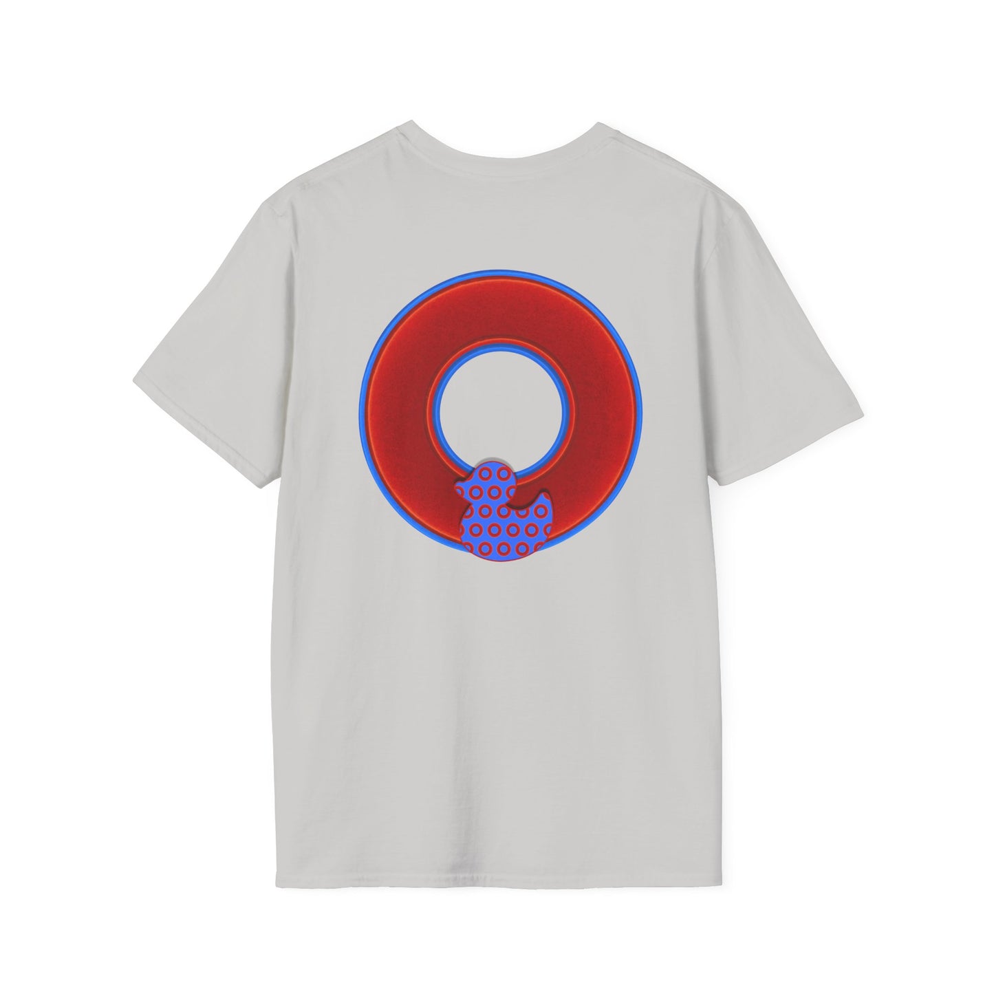 Classic Donut Tee - Unisex Soft-Style - "Rubber Ducky Bath Time Donut" - vivid red/blue donut - variant 1