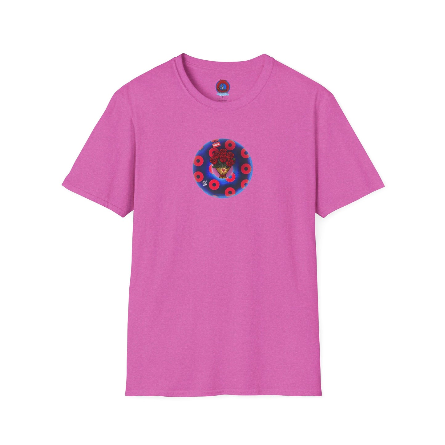 Classic Donut Tee - Unisex Soft-Style - "Donuts of Phreedom" - red/blue paradoxical blimpy donut