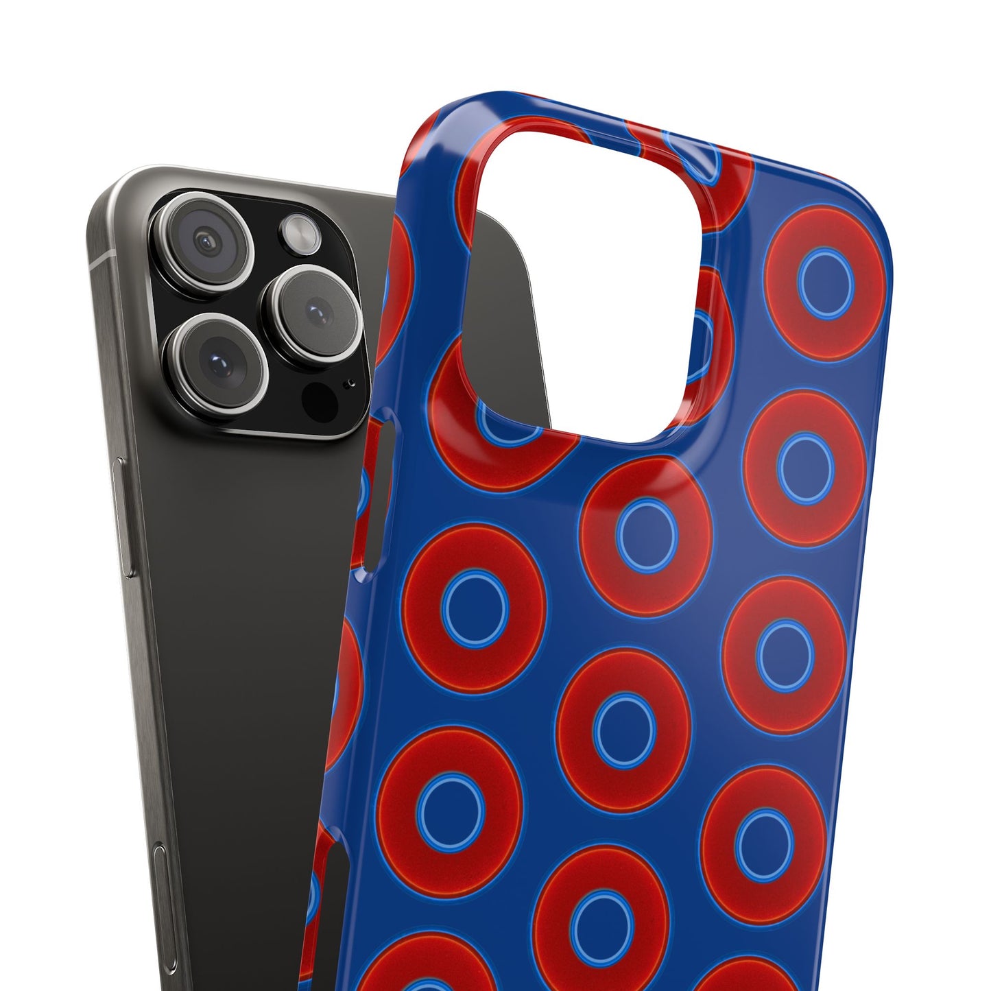 Lumpy Donut Snap Case - red vivid donut print w/dark blue background