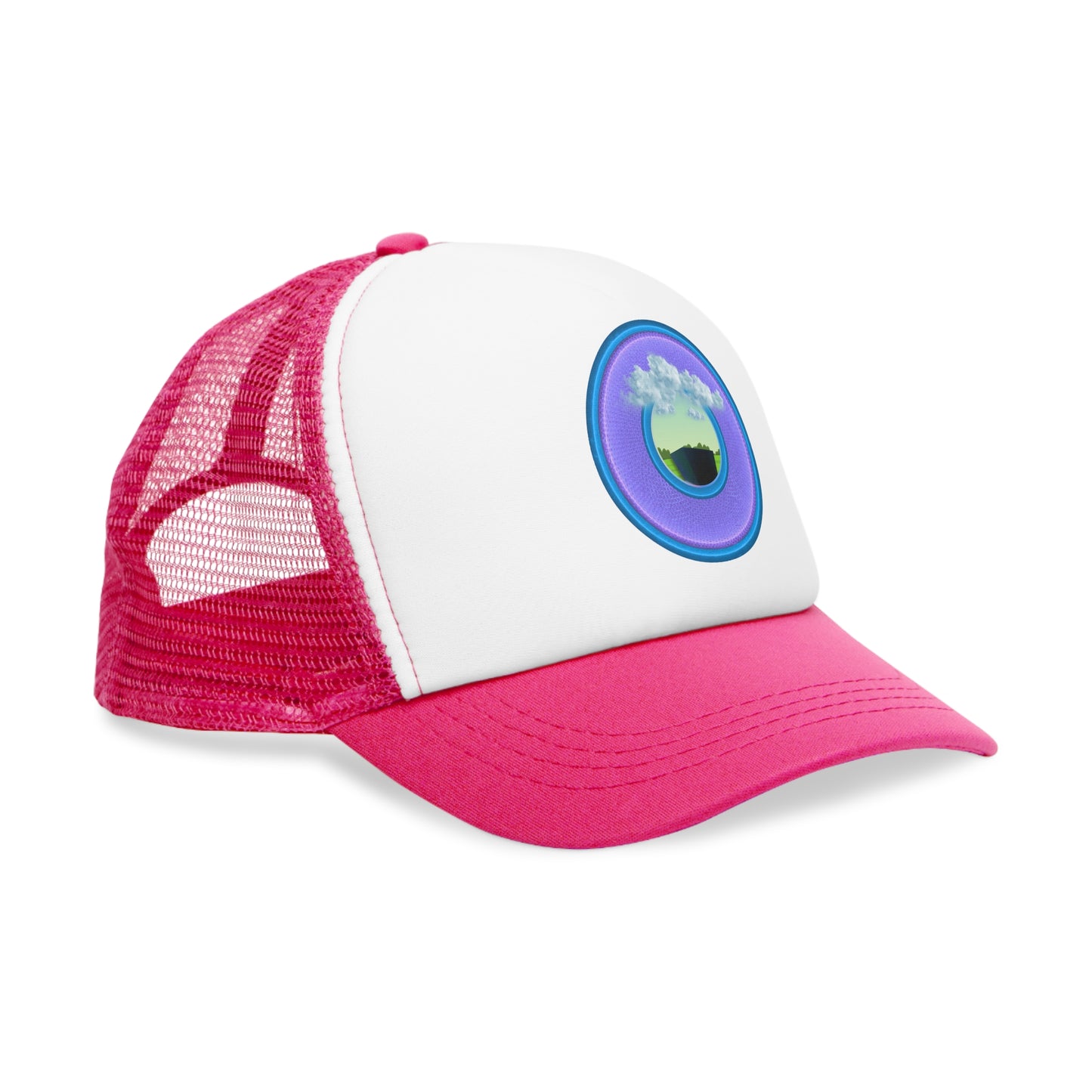 Lumpy Trucker Hat - "Got Rhombus?" - variant 4- purple/blue donut