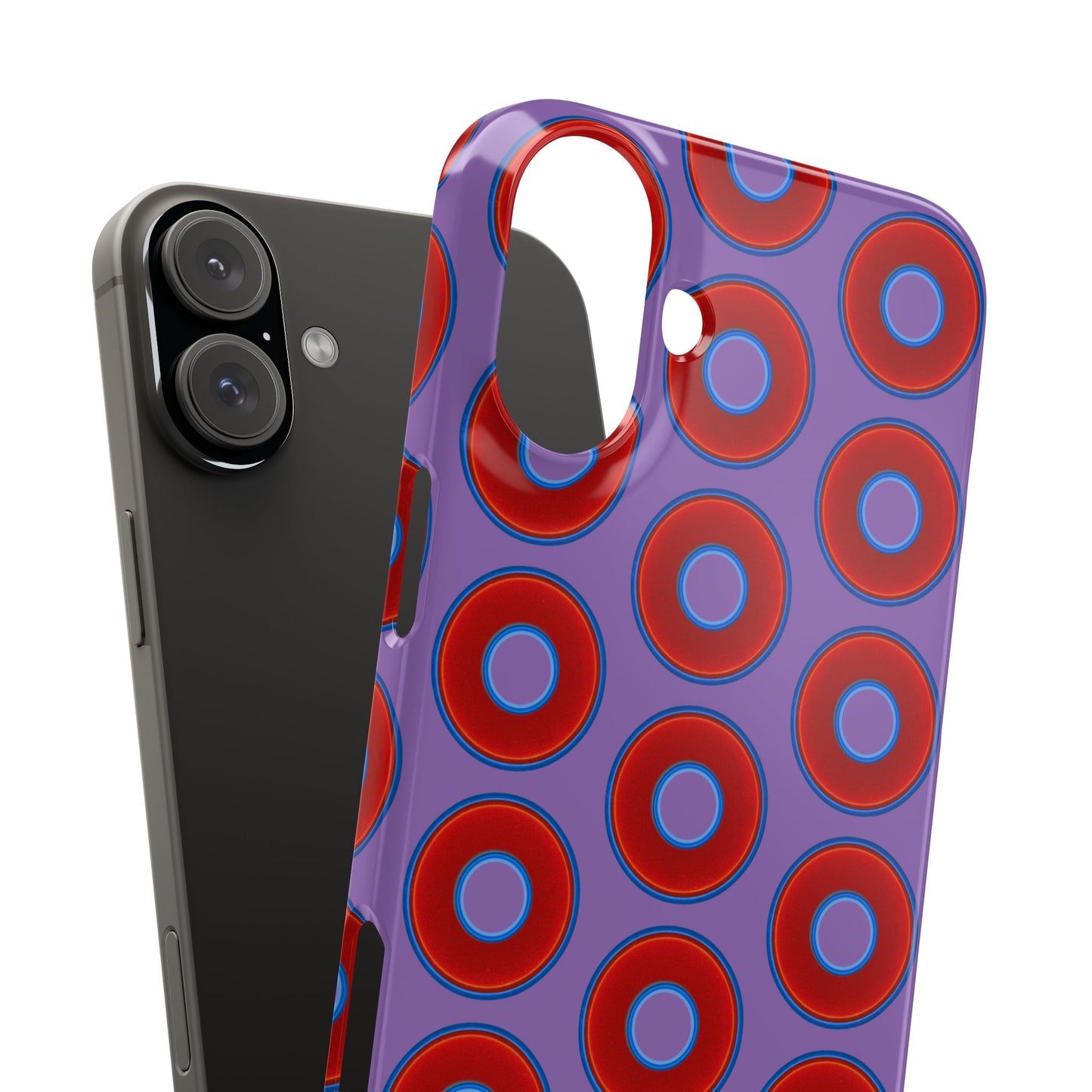 Lumpy Donut Snap Case - red vivid donut print w/light purple background