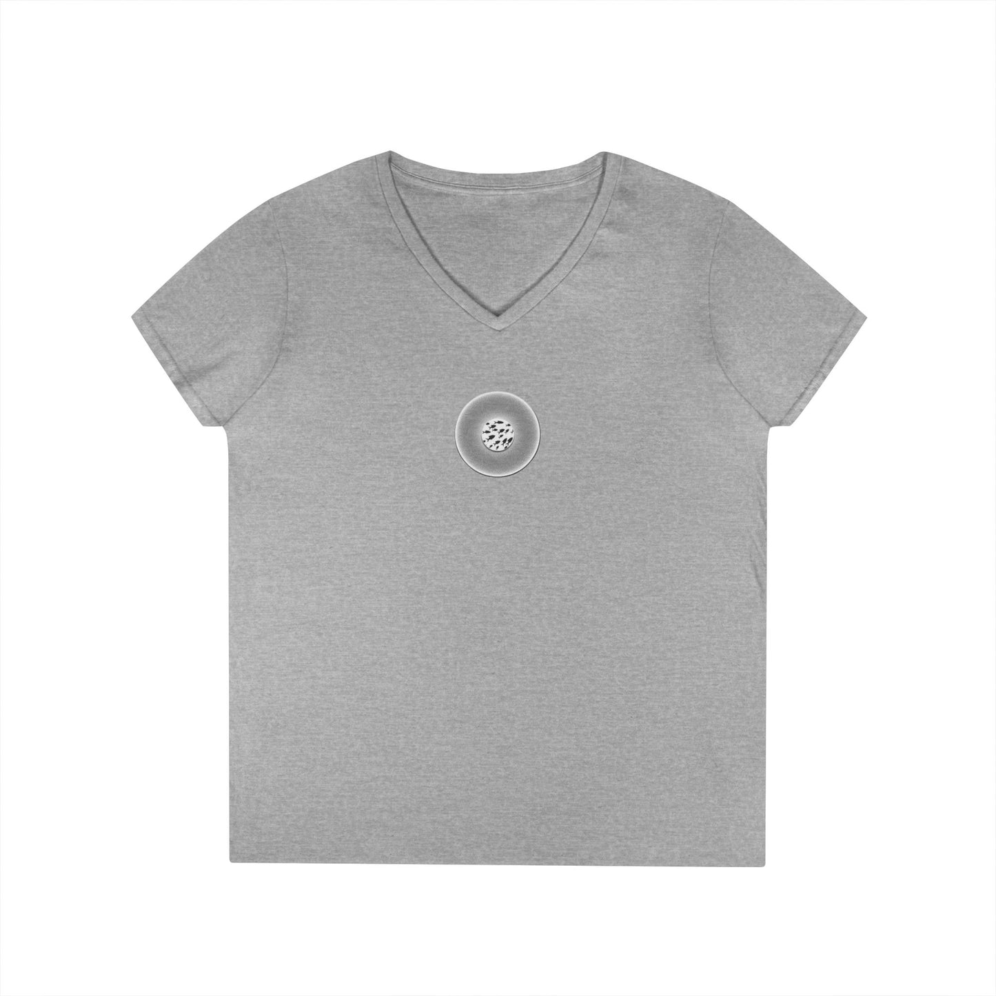 Women's Donut V-Neck Tee - "If I'm Swimming By" - variant 1 - white/black phatty donut w/