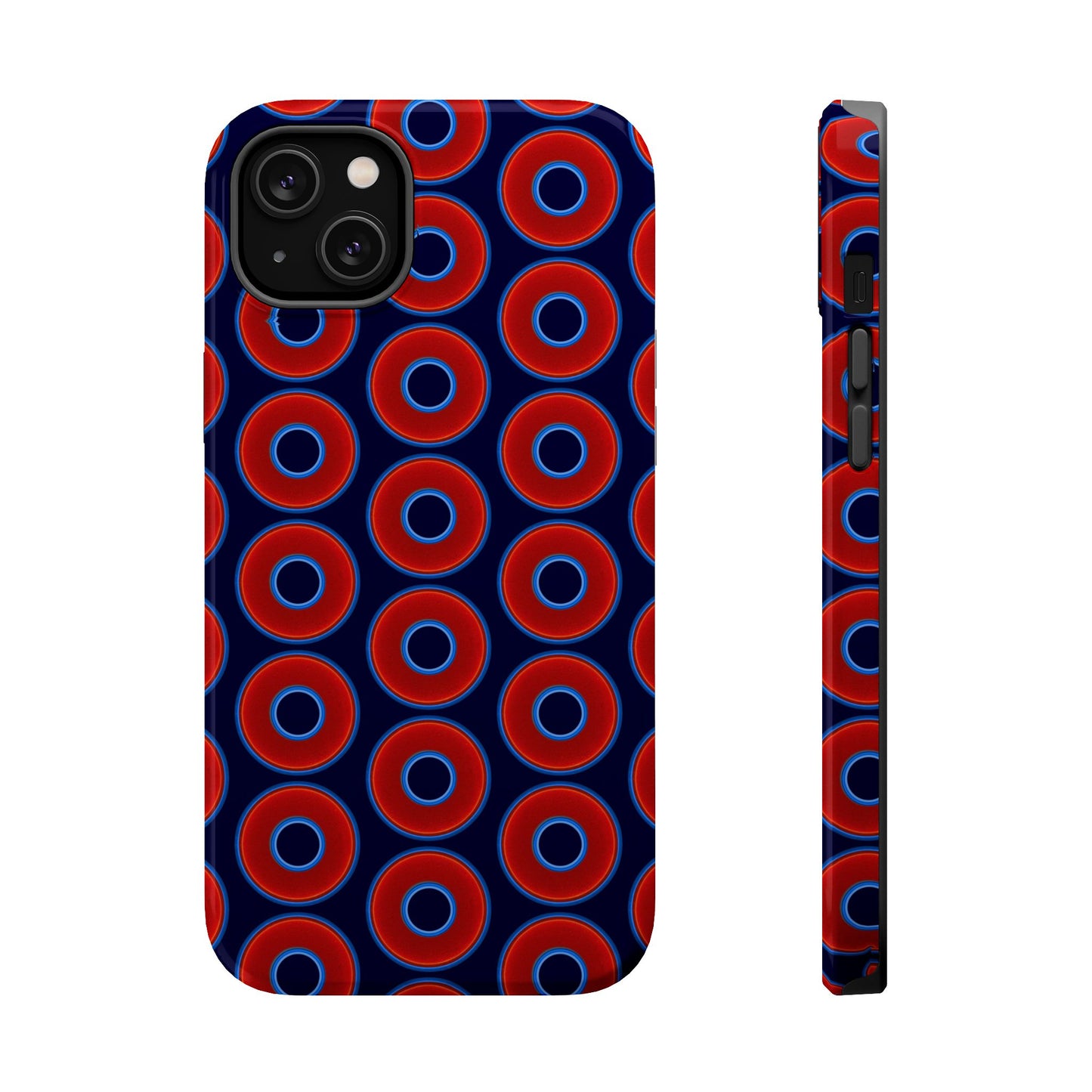 Magnetic Tough Donut Case - red vivid donut print w/midnight blue background