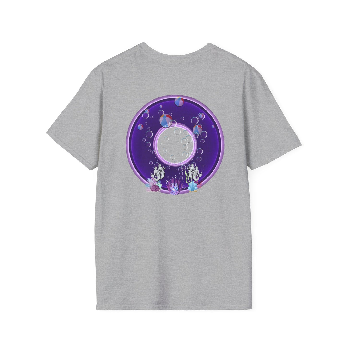 Classic Donut Tee - Unisex Soft-Style - "Sure That Sirens Made This Donut For Me" - vivid dark purple/light purple donut
