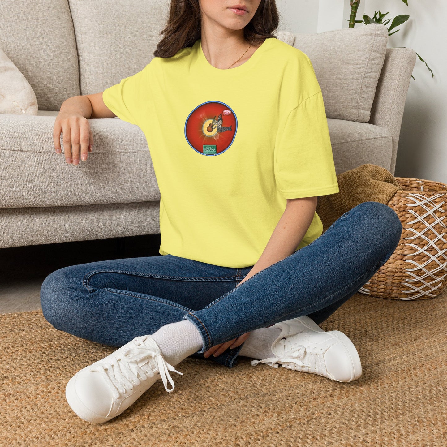 Classic Donut Tee - Unisex Soft-Style - "Indiana is for Boofers" - vivid red/blue plumpy donut - variant 1 - w/toppings