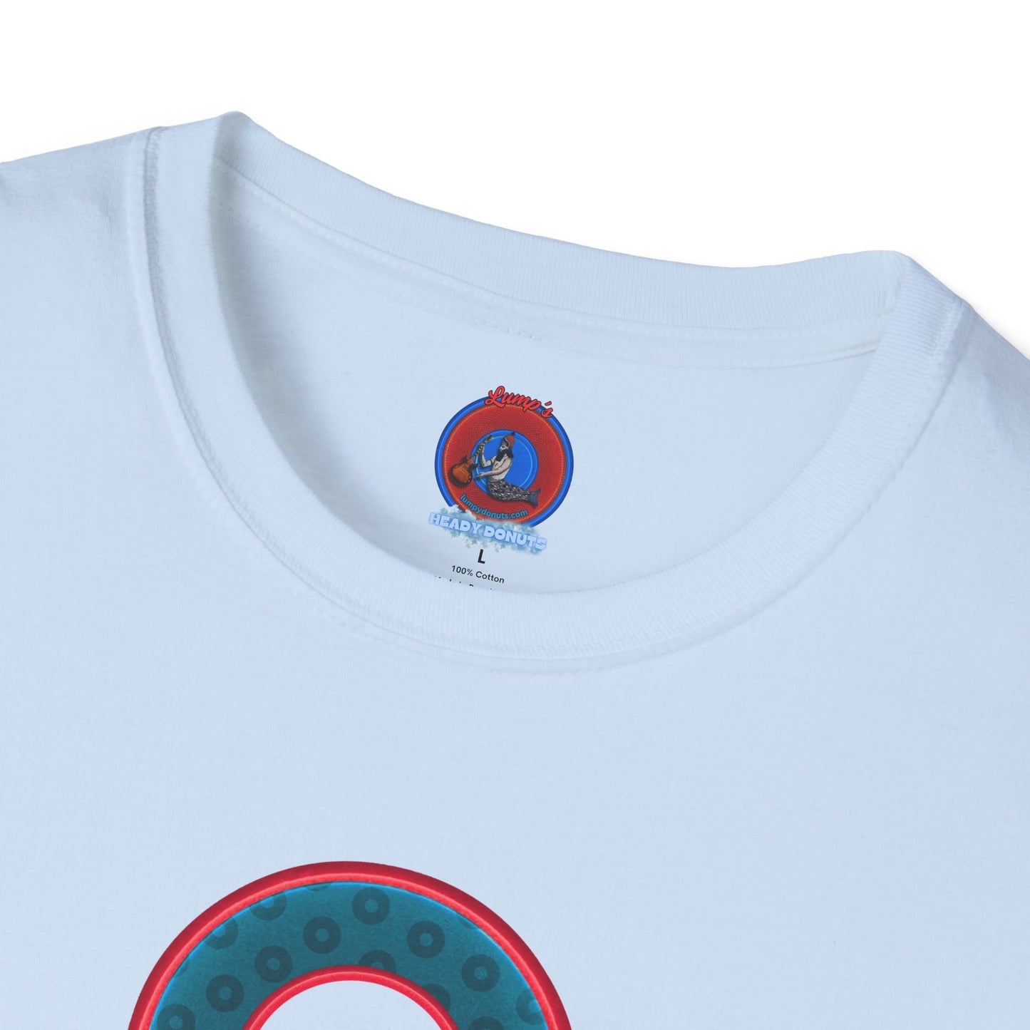 Plain Donuts/Unisex Soft-Style - "Plain Wide Mouthed Paradoxical Donuts" - dark aquamarine blue/red donuts