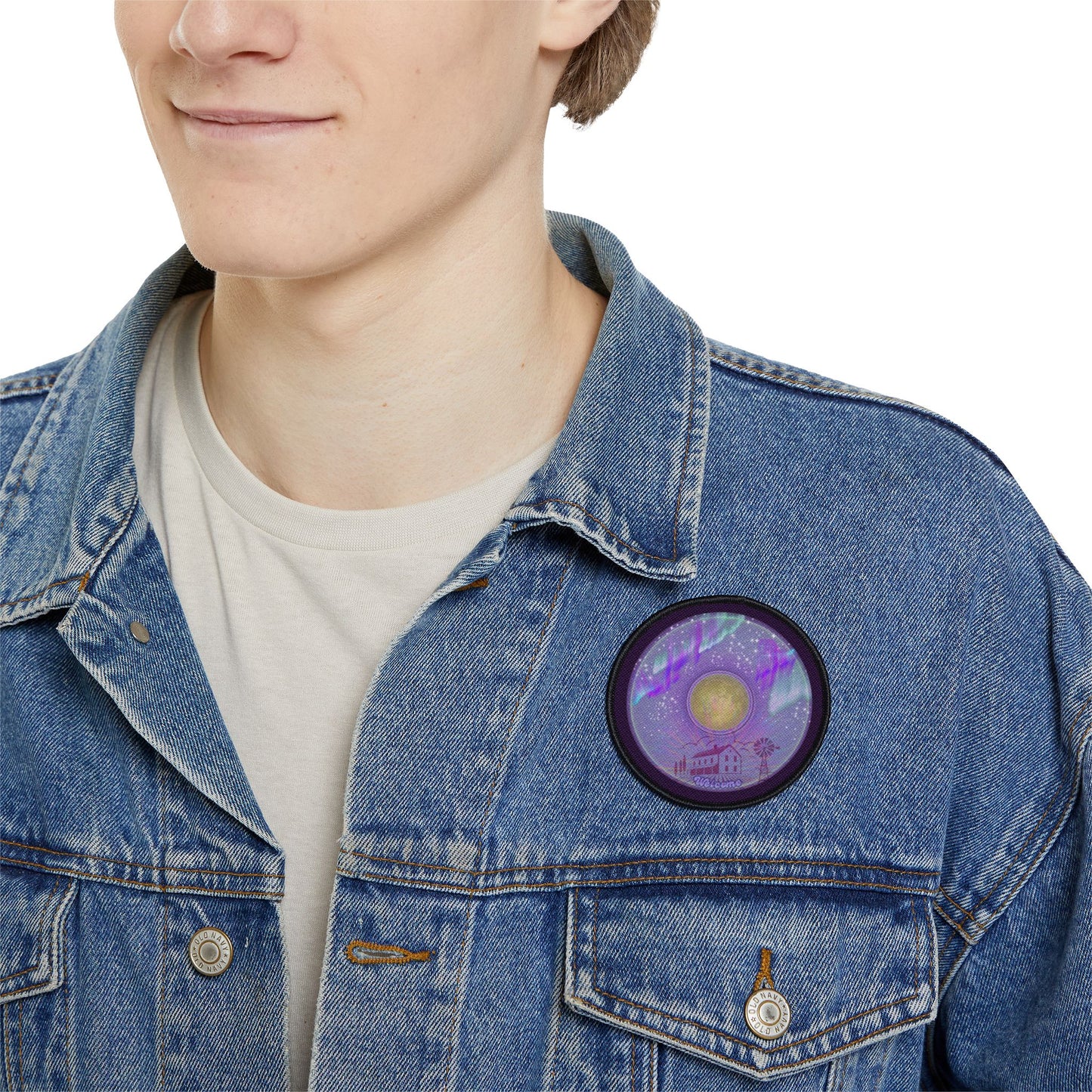 Iron-On Donut Patch - "Farm Fresh Donut Patch" - vivid purple donut