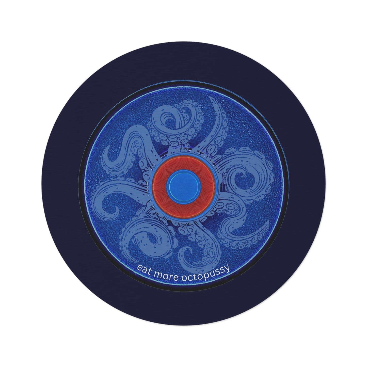 Round Room - 5 ft x 5 ft Lumpy Donut Rug - "Roger Moore's Donut" - vivid blue donut w/midnight blue background - variant 2