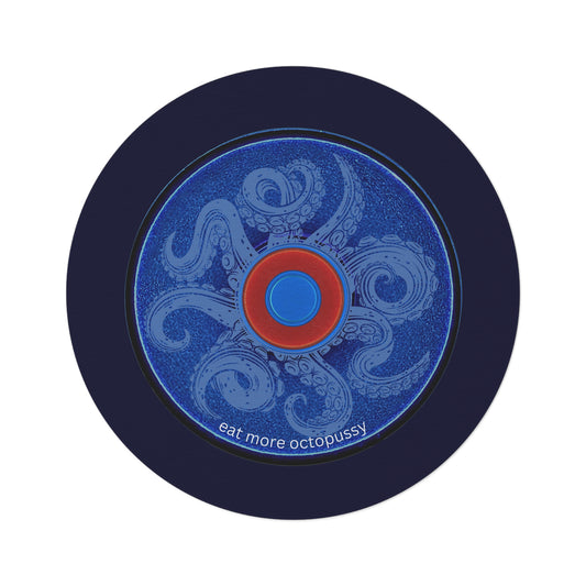 Round Room - 5 ft x 5 ft Lumpy Donut Rug - "Roger Moore's Donut" - vivid blue donut w/midnight blue background - variant 2