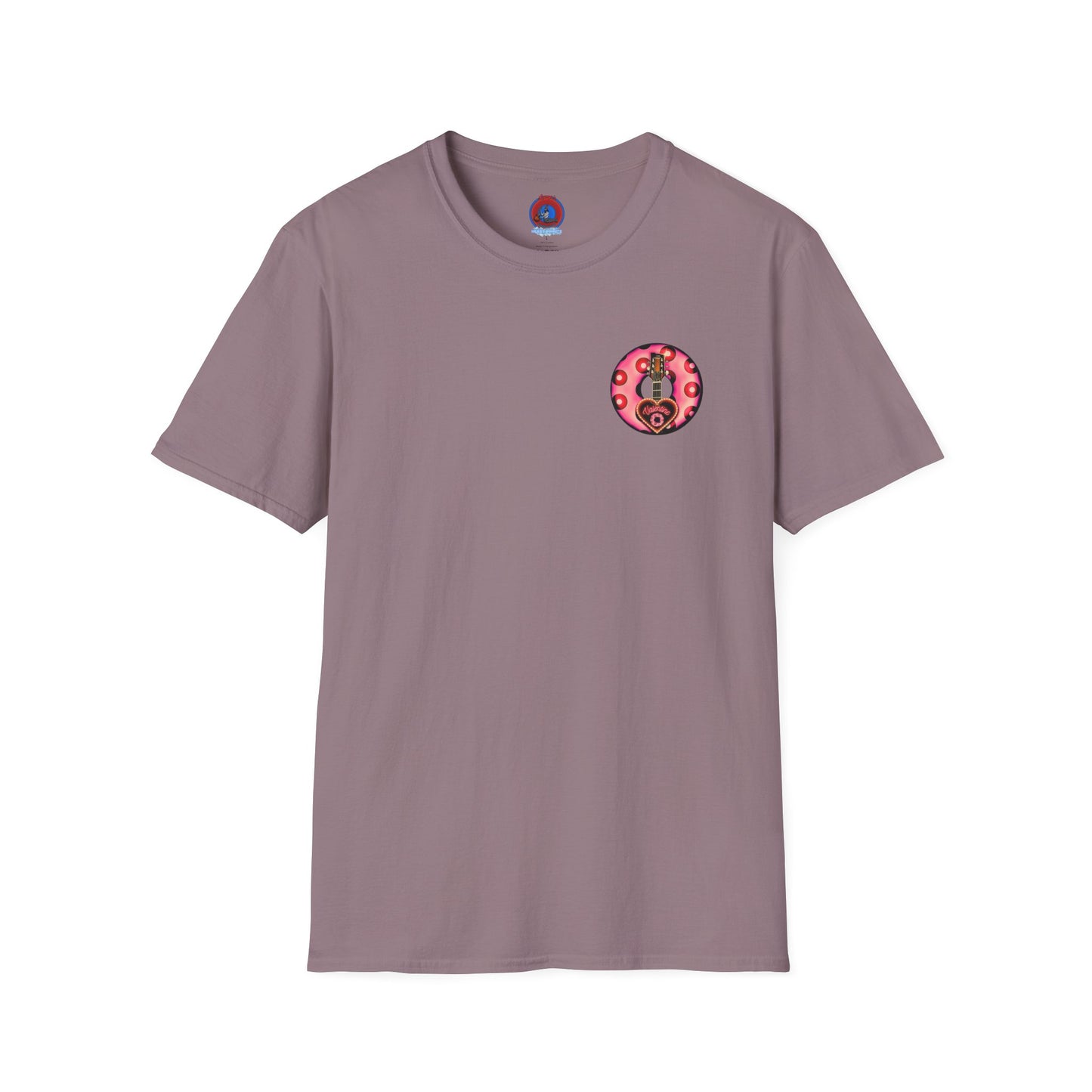 Classic Donut Tee - Unisex Soft-Style - "Would You Be My Donut?" - paradoxical faded magenta/red donut - variant 1