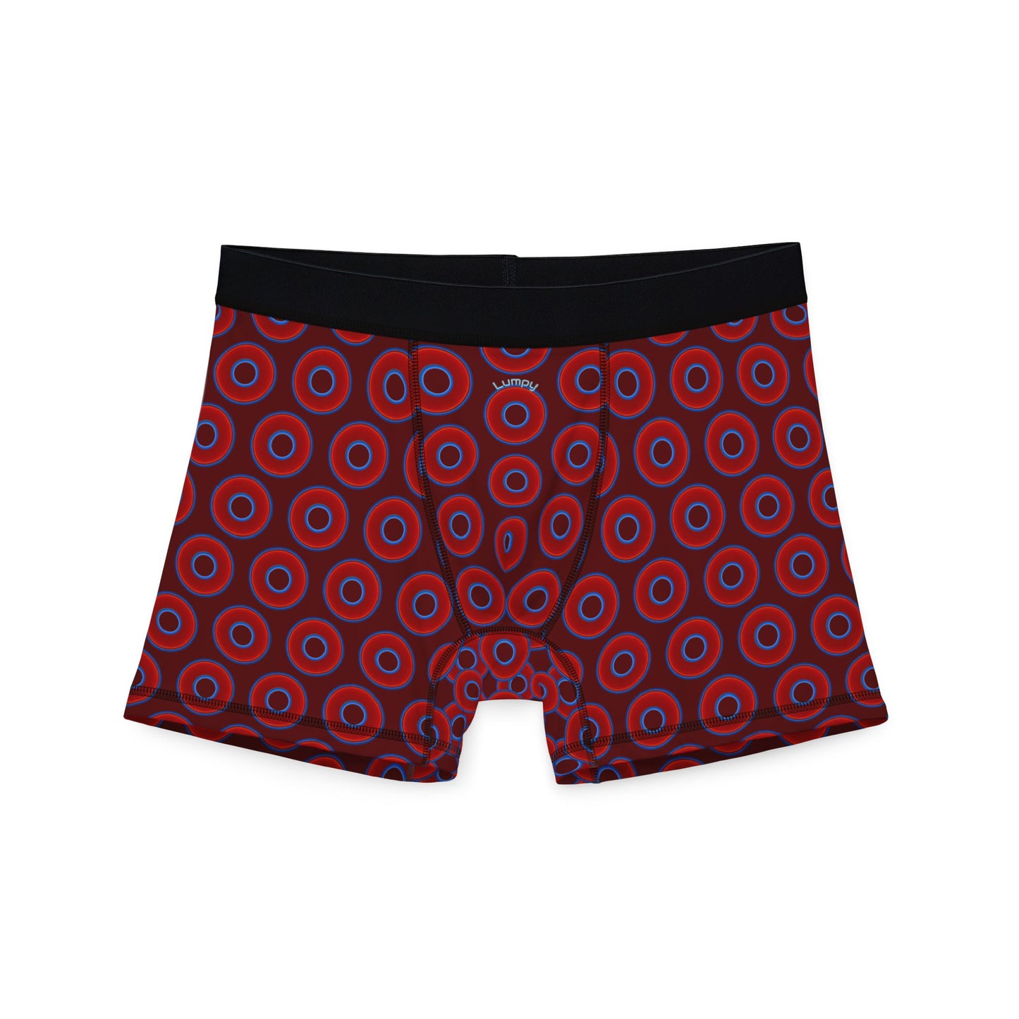 Men's Donut Boxers - red vivid donuts w/dark red background