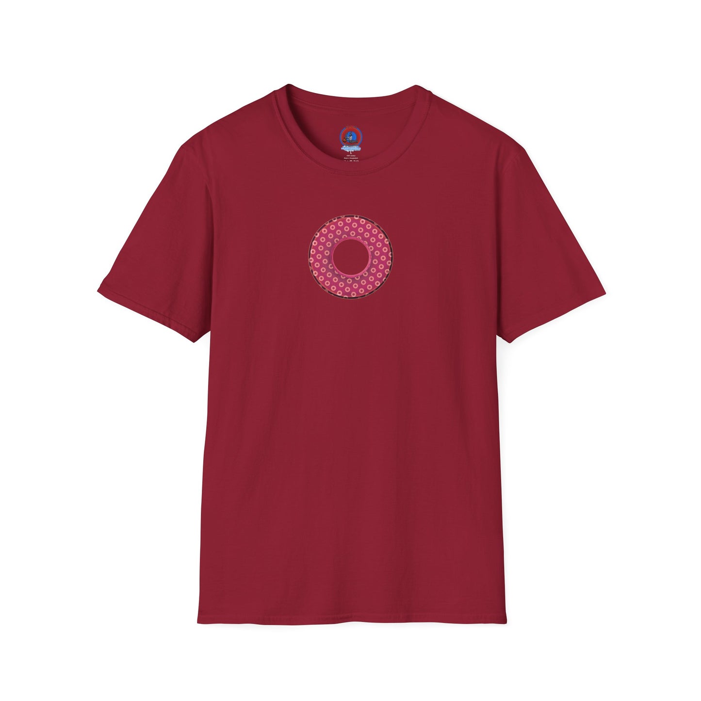 Plain Donuts/Unisex Soft-Style - "Plain Electric Paradoxical Donuts" - dark magenta/coral donuts
