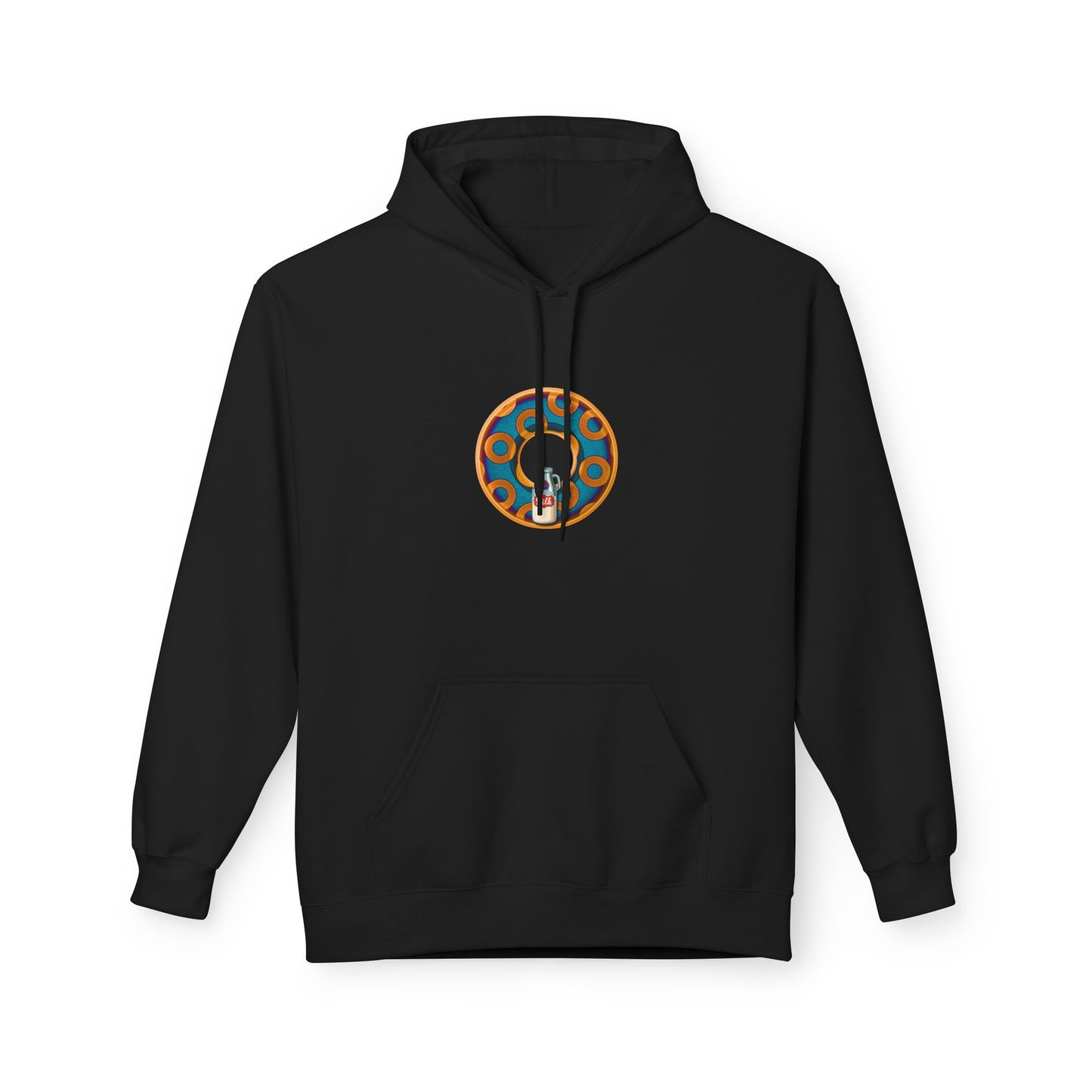 Fleece Harry Hoodies [Midweight Soft-style] - "Wooked Cream Dairy - YEMSG Donut" - blue/orange rustic paradox donut - variant 4